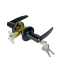 Black lever handle lock with key