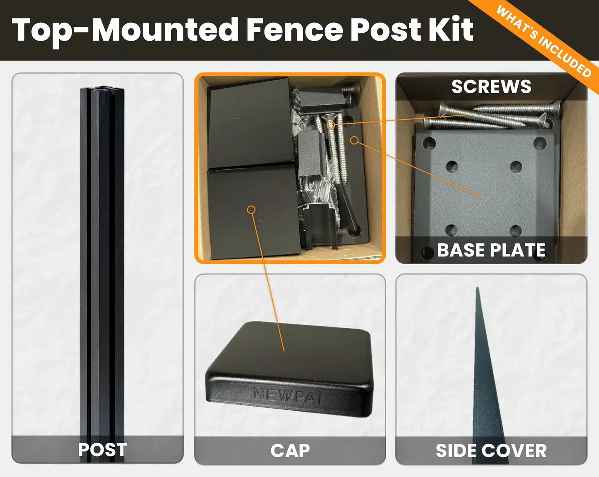Top mounted aluminum post kit – what's included