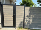 Antique grey composite gate with black aluminum frame